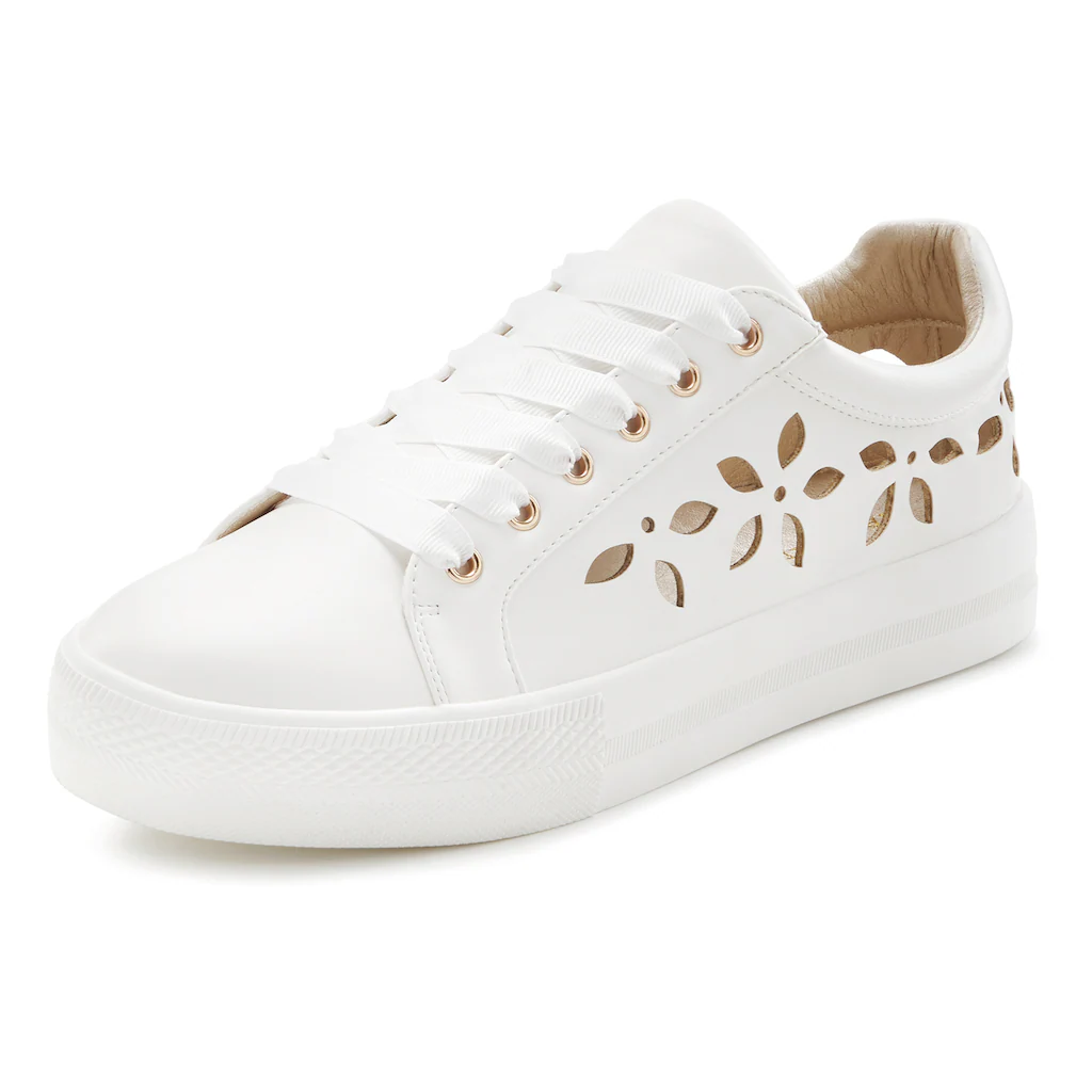 LASCANA Sneaker mit kleinen Cut-Outs Schnürhalbschuhe Freizeitschuhe VEGAN ▷ für Online Shopping
