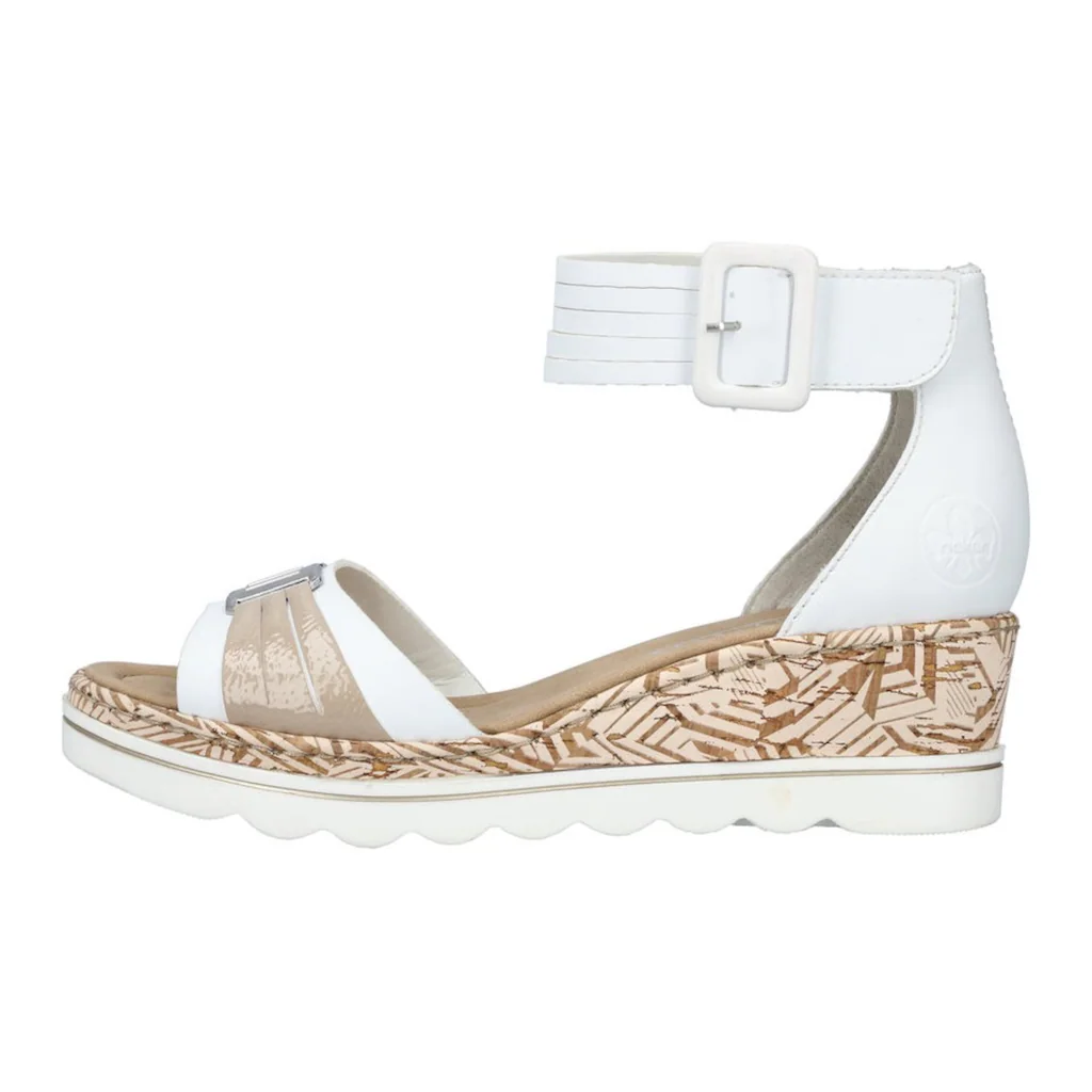Rieker Keilsandalette Sommerschuh Sandale Keilabsatz mit Print an der Laufsohle online kaufen Preisnachlass