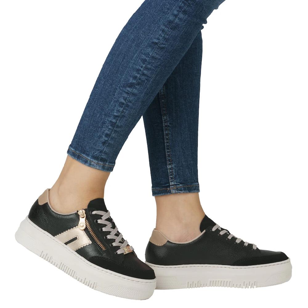 Rieker Plateausneaker Schnürschuh Halbschuh Freizeitschuh mit seitlichem Reißverschluss ▷ für Kostenloser Versand international