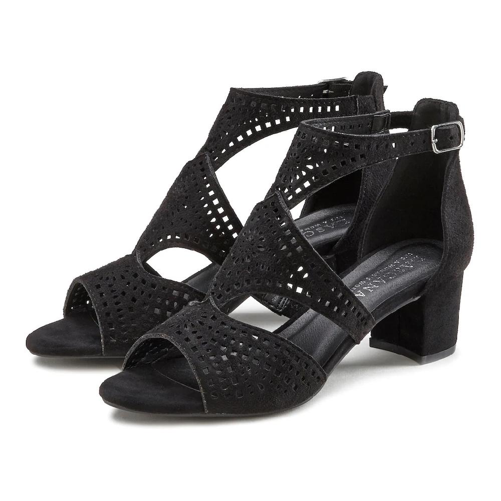 LASCANA Riemchensandalette Sandalette Sommerschuh mit Cut-Outs und bequemen Blockabsatz VEGAN bestellen Große Rabatte