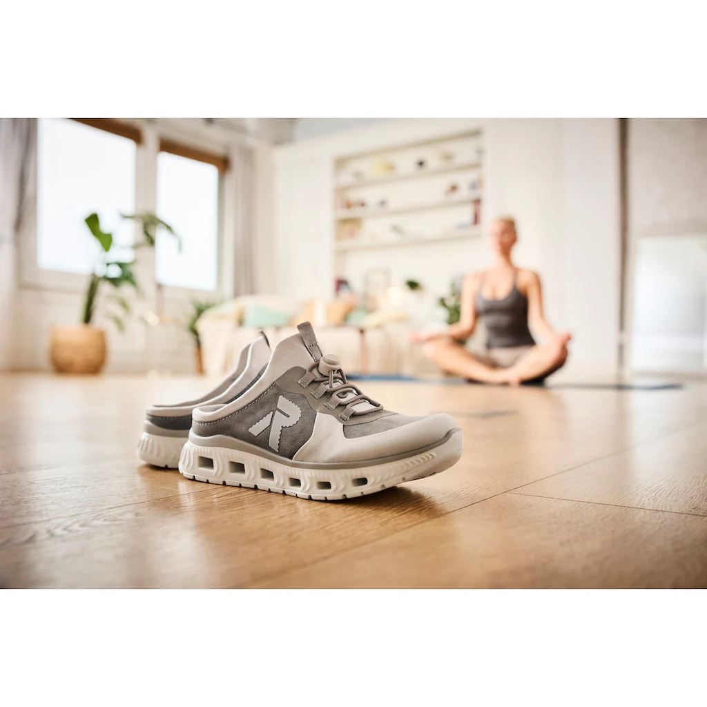 RIEKER Sport Clog Schlupfschuh Sabot Sneaker mit aufgesetztem Schnellverschluss Kostenloser Versand international
