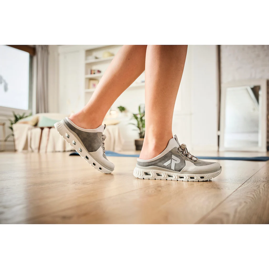 RIEKER Sport Clog Schlupfschuh Sabot Sneaker mit aufgesetztem Schnellverschluss Kostenloser Versand international
