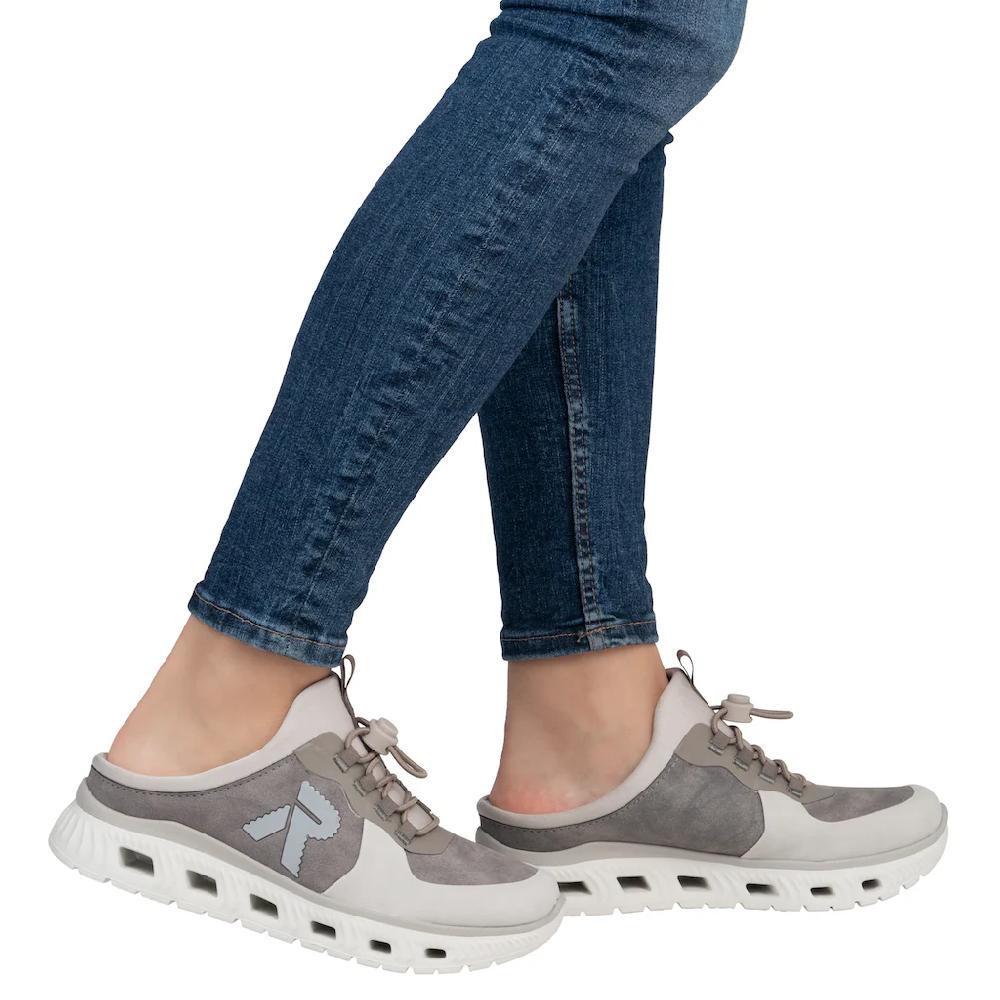 RIEKER Sport Clog Schlupfschuh Sabot Sneaker mit aufgesetztem Schnellverschluss Kostenloser Versand international