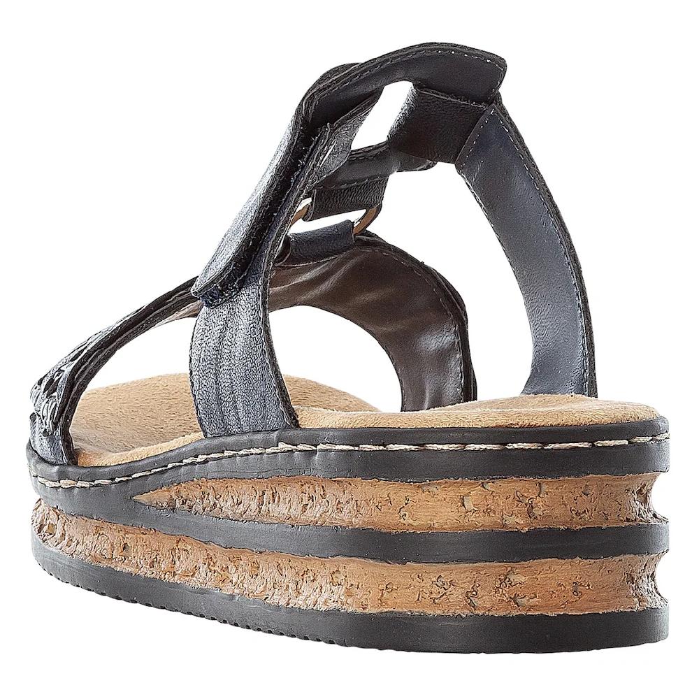 Rieker Pantolette Keilabsatz Sommerschuh Schlappen mit Riemchen in Flechtoptik ▷ für Muttertagsangebot