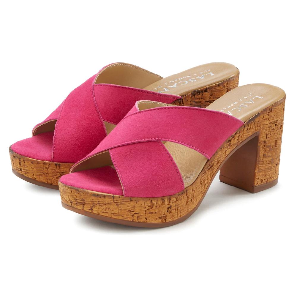 LASCANA Pantolette Mule Sandale offener Schuh aus Leder mit Blockabsatz online kaufen Blitzangebot