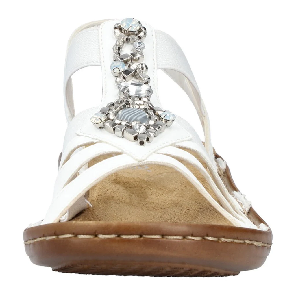 Rieker Riemchensandale Sommerschuh Sandalette Keilabsatz mit Schmucksteinen besetzt bestellen Speichern exportieren