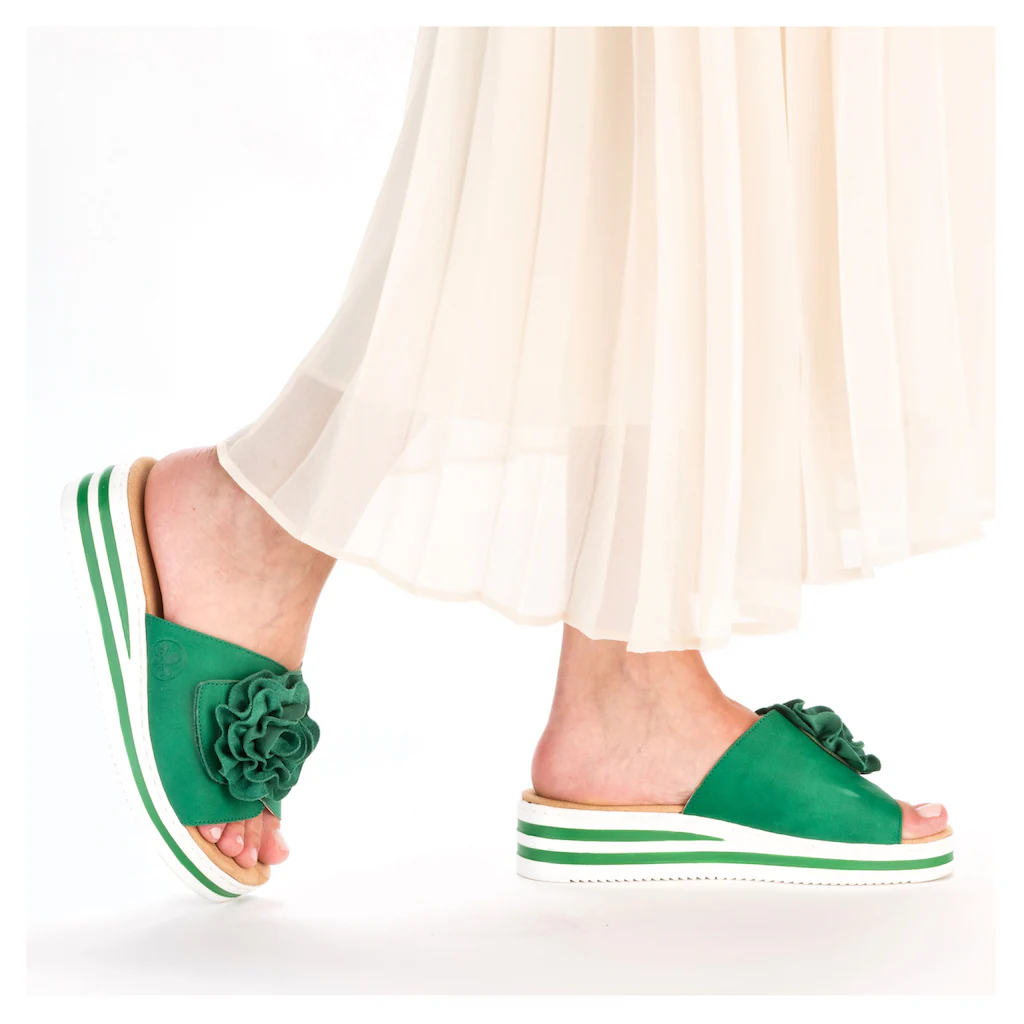 Rieker Pantolette Sommerschuh Poolslide Strandschuh Keilabsatz mit Klettverschluss Online