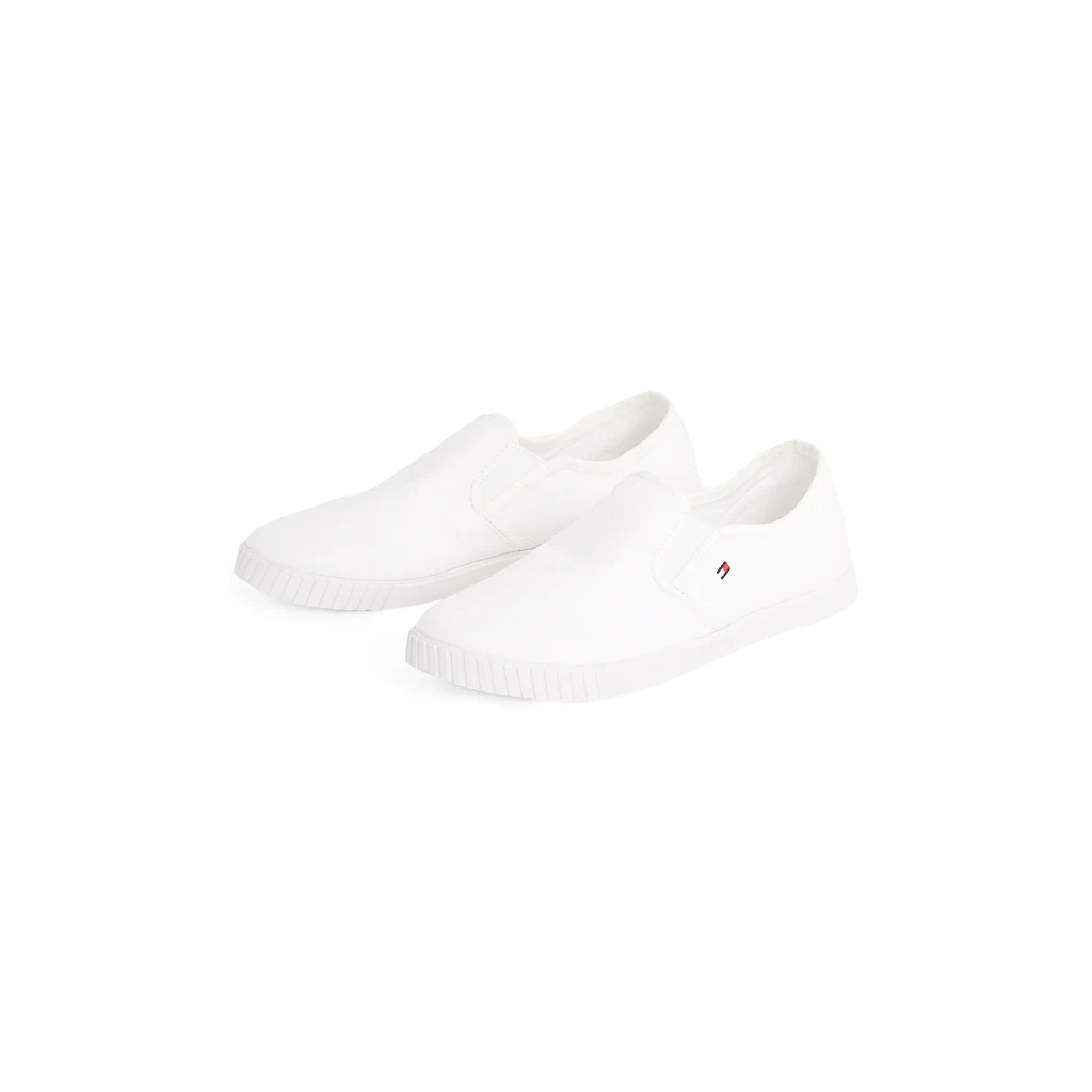 Tommy Hilfiger Plateausneaker »CANVAS LACE UP SNEAKER« Freizeitschuh Halbschuh Schnürschuh mit gestickter Logoflagge Fabrik Onlineshop
