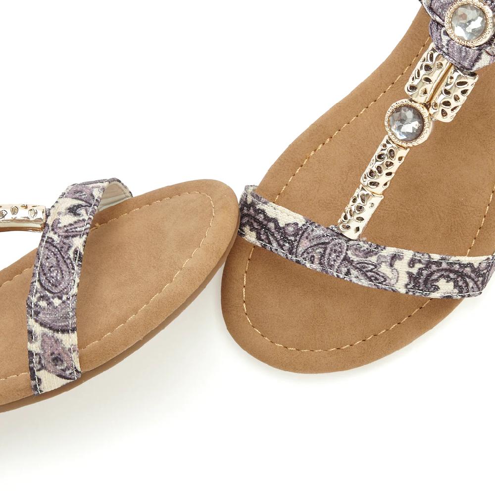 LASCANA Sandale Sandalette Sommerschuh mit Schmuckkettchen und Schmucksteinen VEGAN Lagerräumung