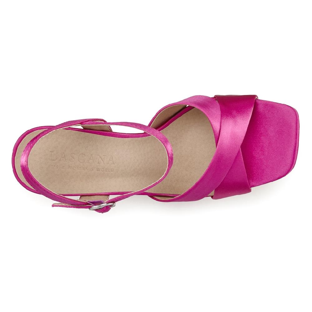 LASCANA Riemchensandalette High Heel Sandale mit Plateau & Blockabsatz in Satin Optik VEGAN Vierteljährliche Förderung