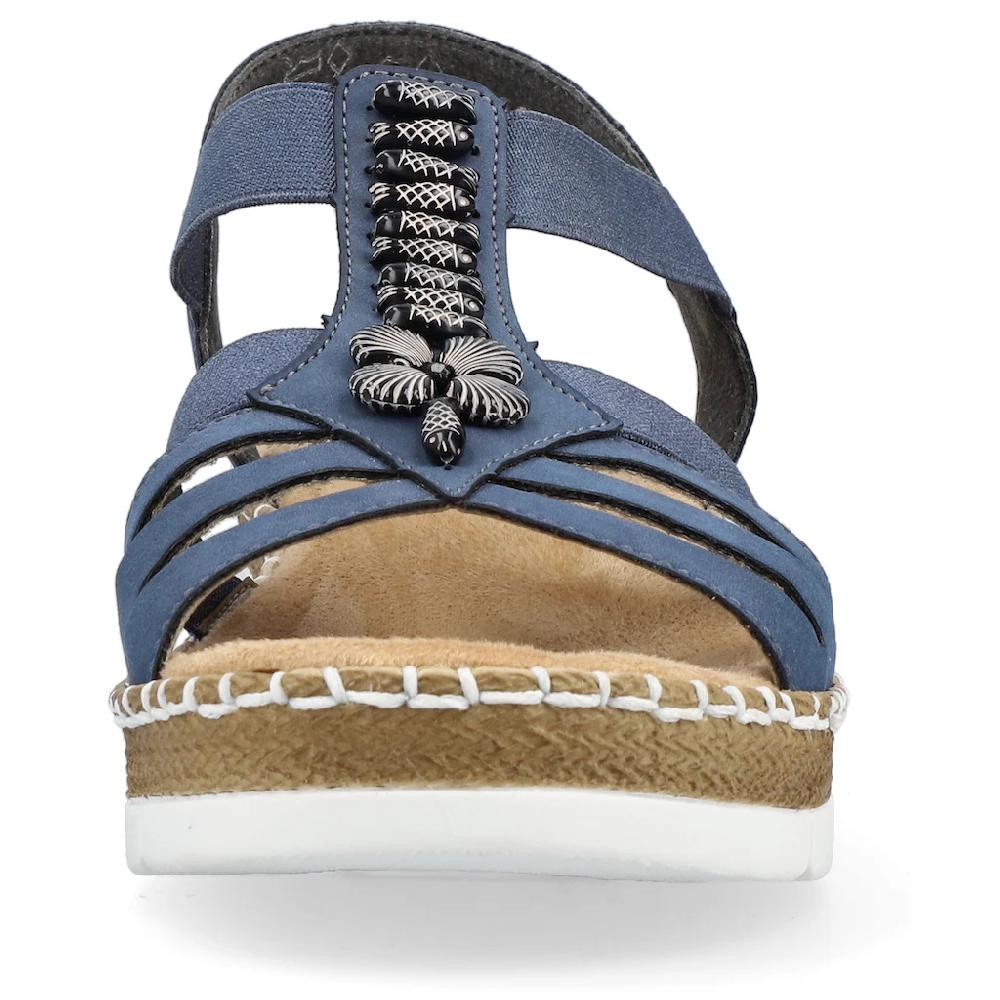 Rieker Riemchensandale Sommerschuh Sandalette Keilabsatz mit modischen Schmuckelementen ▷ für Discount Store für neue Produkte