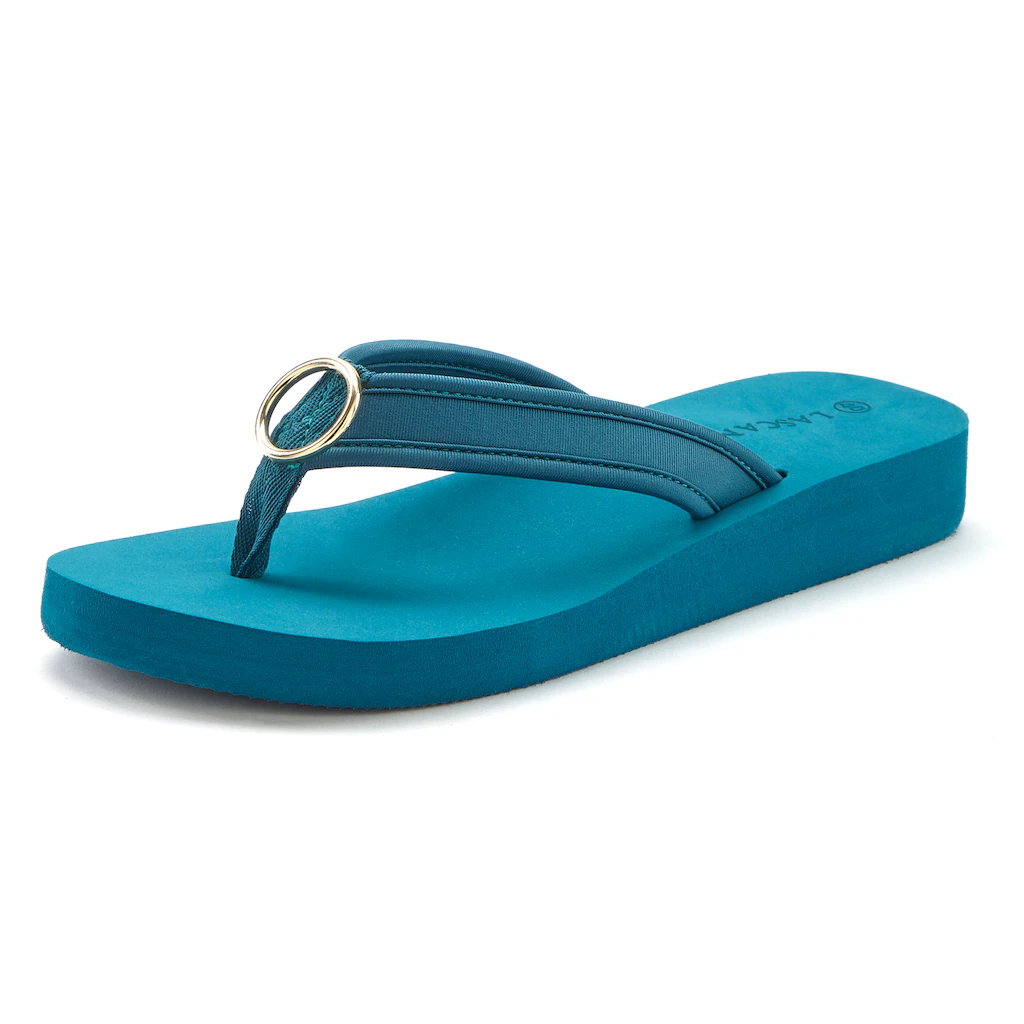 LASCANA Badezehentrenner Sandale Pantolette Badeschuh mit Ringapplikation "Italy" VEGAN 2025