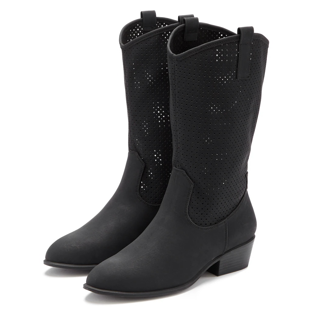 LASCANA Westernstiefel Sommer Boots Ankle Stiefelette Schlupfstiefel Cowboy-Look Cut-Outs kaufen Outlet