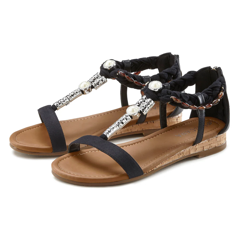 LASCANA Sandale Sandalette Sommerschuh mit Schmuckelementen VEGAN bestellen Günstiger Verkauf