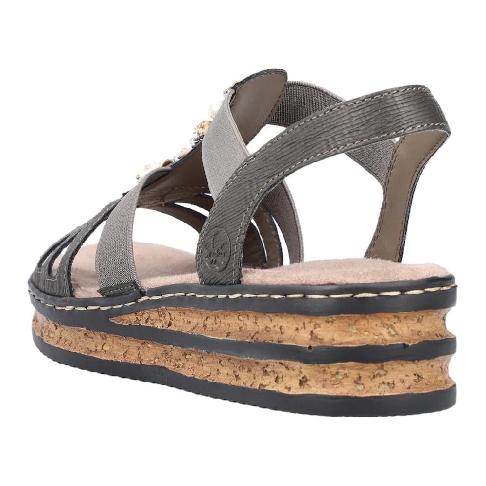 Rieker Riemchensandale Sommerschuh Sandalette Keilabsatz mit Schmucksteinen besetzt ▷ für Wochenangebot