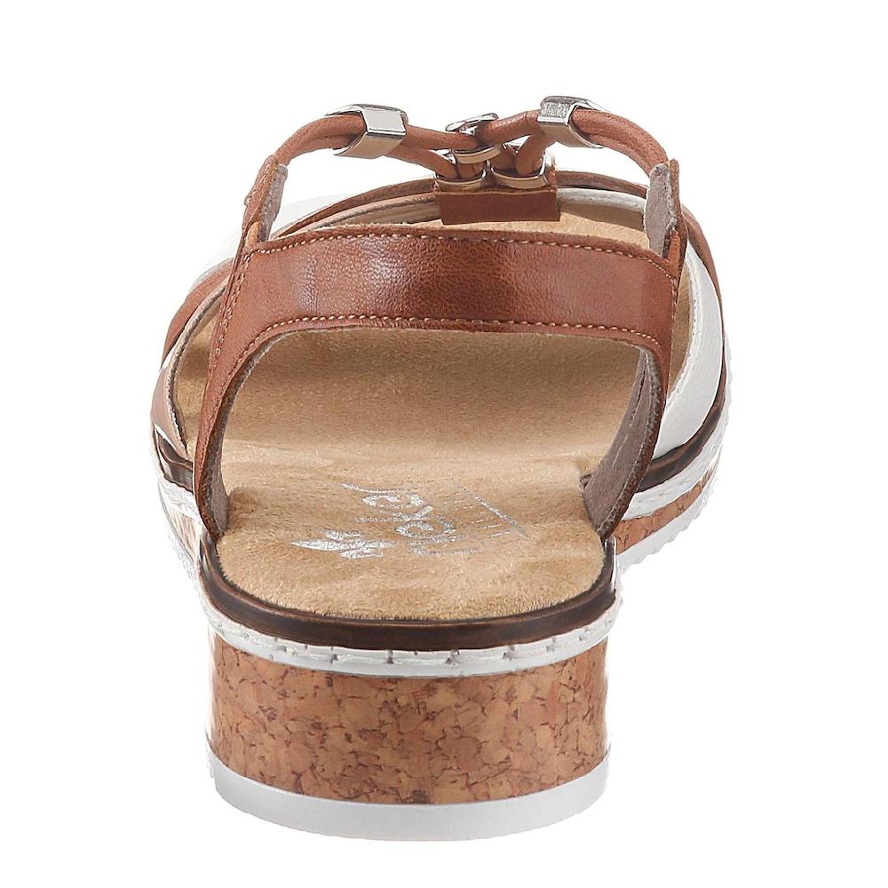 Rieker Riemchensandale Sommerschuh Sandalette Keilabsatz mit Accessoires verziert bestellen Black Friday Preise