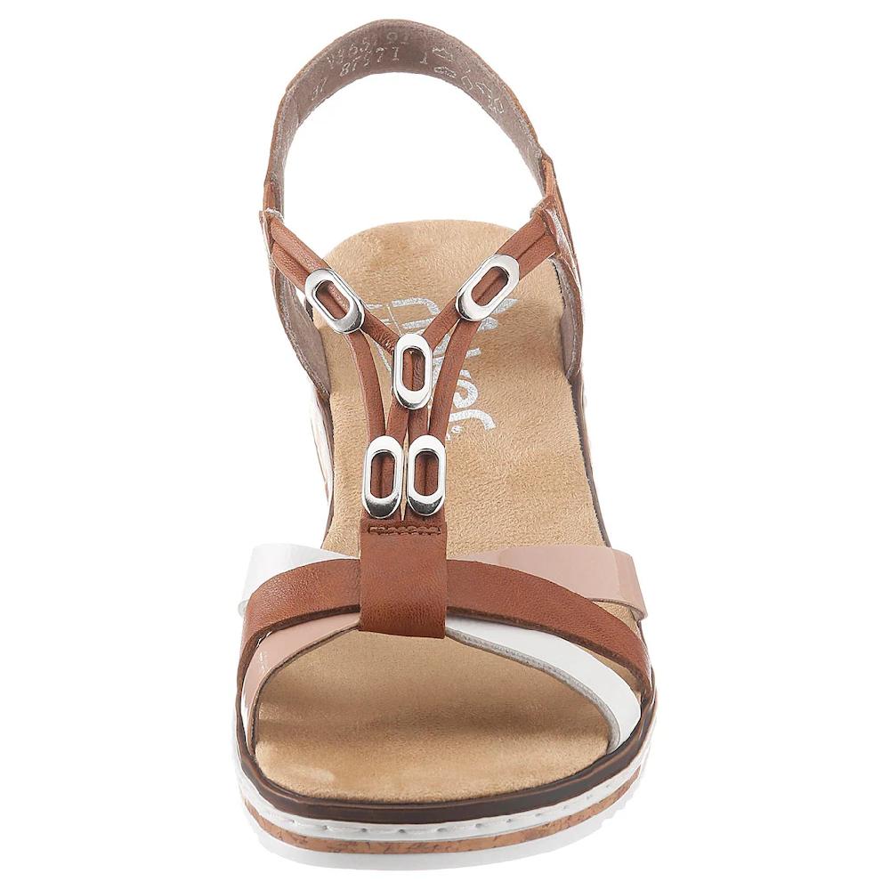 Rieker Riemchensandale Sommerschuh Sandalette Keilabsatz mit Accessoires verziert bestellen Black Friday Preise