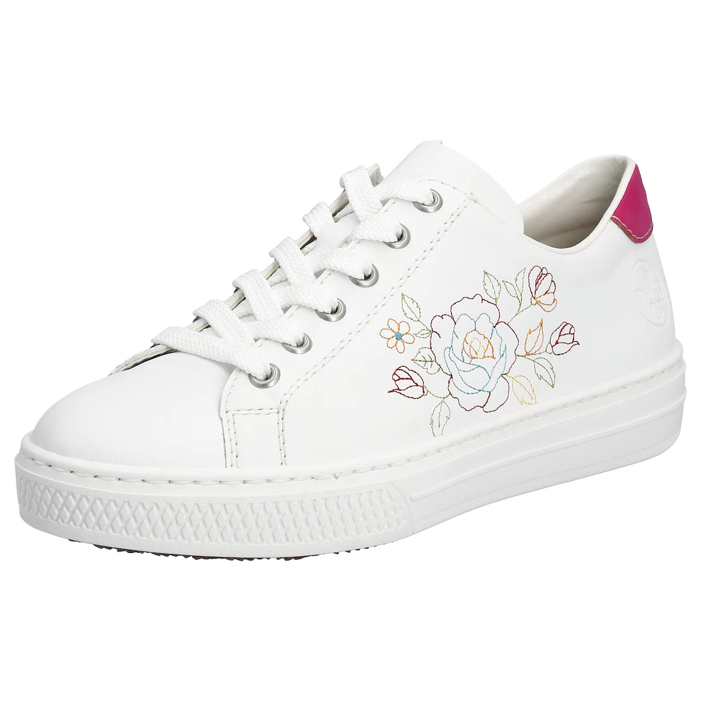 Rieker Sneaker mit seitlicher Blumenstickerei Freizeitschuh Halbschuh Schnürschuh kaufen Große Rabatte