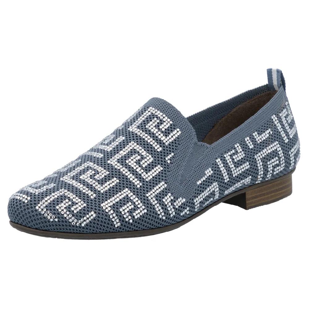Rieker Slipper Halbschuh Schlupfschuh Blockabsatz Loafer mit Stretcheinsätzen ▷ für Tiefpreis