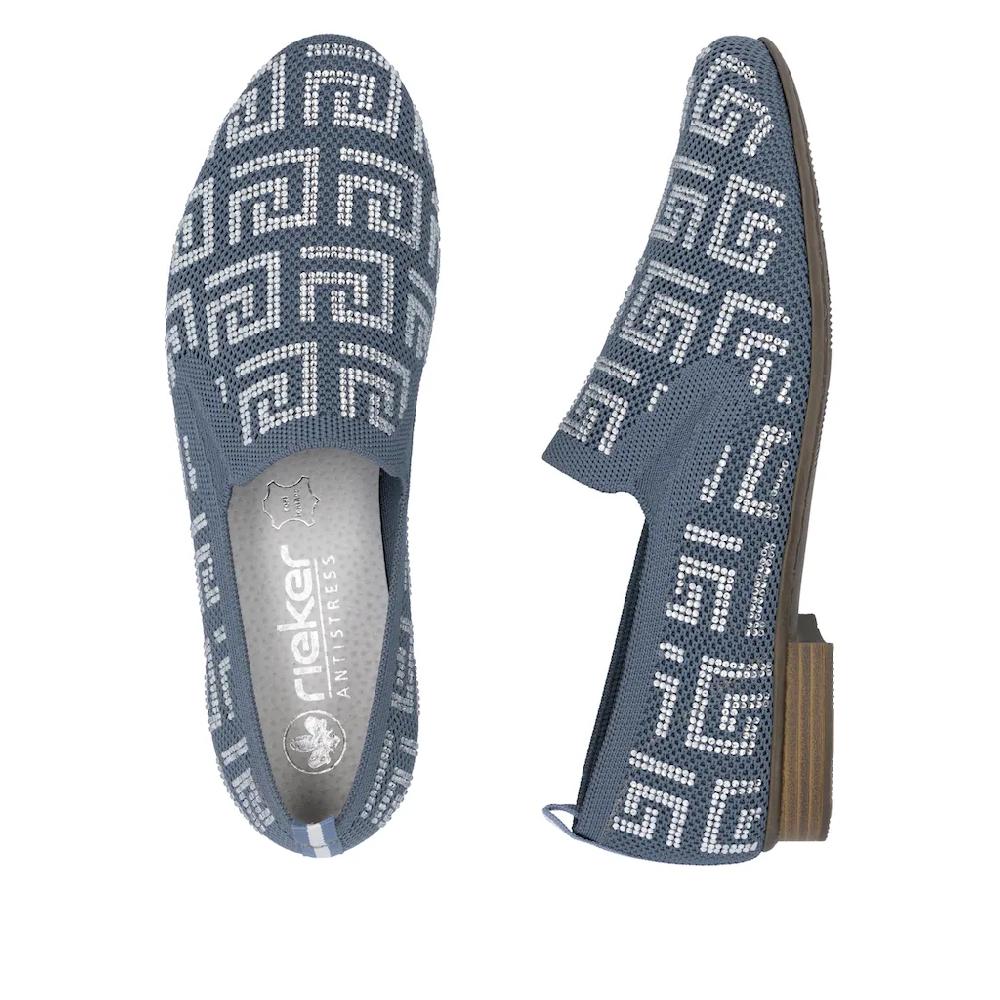 Rieker Slipper Halbschuh Schlupfschuh Blockabsatz Loafer mit Stretcheinsätzen ▷ für Tiefpreis