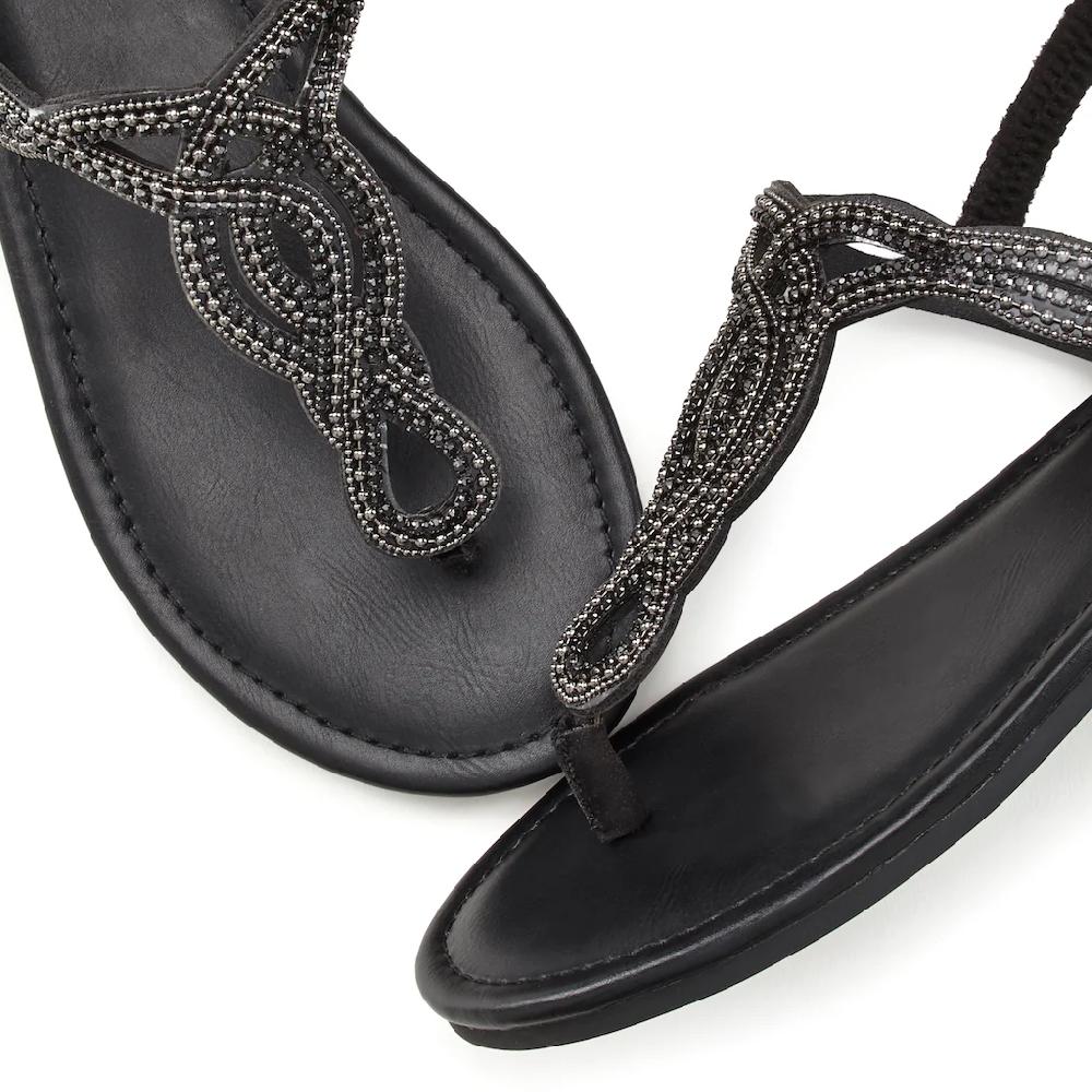 LASCANA Zehentrenner »Sandale Pantolette« Sandale mit Schmucksteinen in Glitzer-Optik VEGAN online kaufen Super Sparpreis